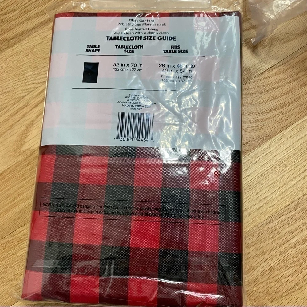 Buffalo Plaid Rectangle Table Cloth 52x70 NEW Christmas Holiday Black Red